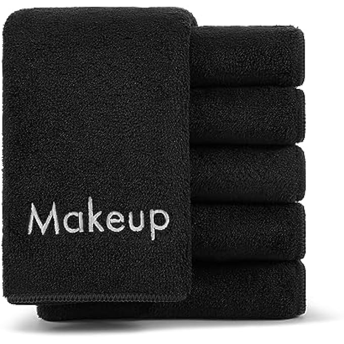 Arkwright, LLC ARKWRIGHT MAKEUP TOWELS - PACK OF 6 - ULTRA SOFT & GENTLE MICROFIBER CORAL FLEECE WASHCLOTH FACE MAKE UP REMOVER, REUSUABLE ERASER CLOTH ESSENTIALS FOR HOSTS & ARTISTS, 13 X 13 IN, BLACK - Image 1